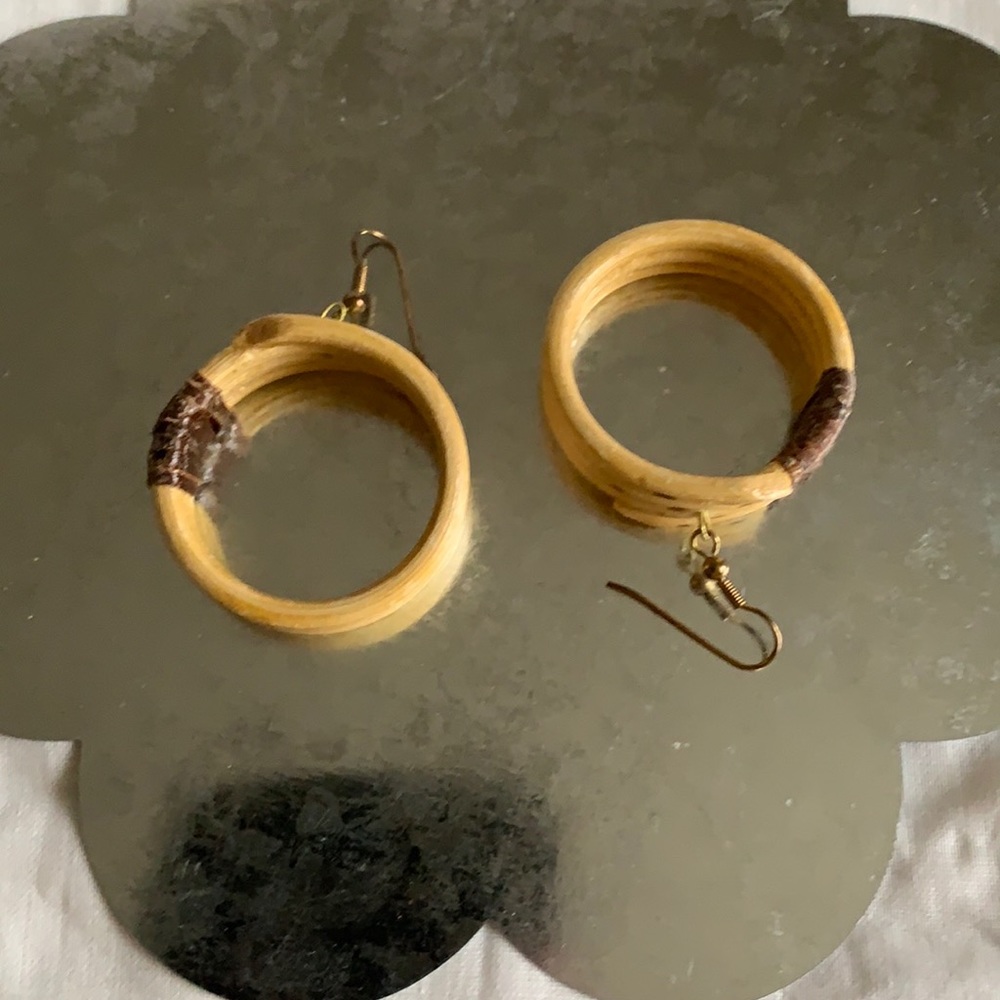 Wood Circle Earrings Pre Owned